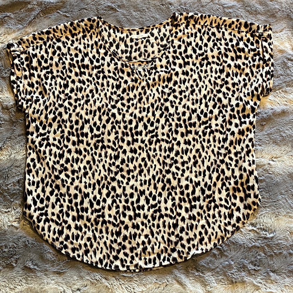 Maurices Animal Print Blouse - Black and Tan